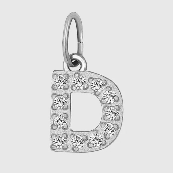 Initial Charm – Pave Full CZ Double Circle Alphabet Pendant for DIY Jewelry