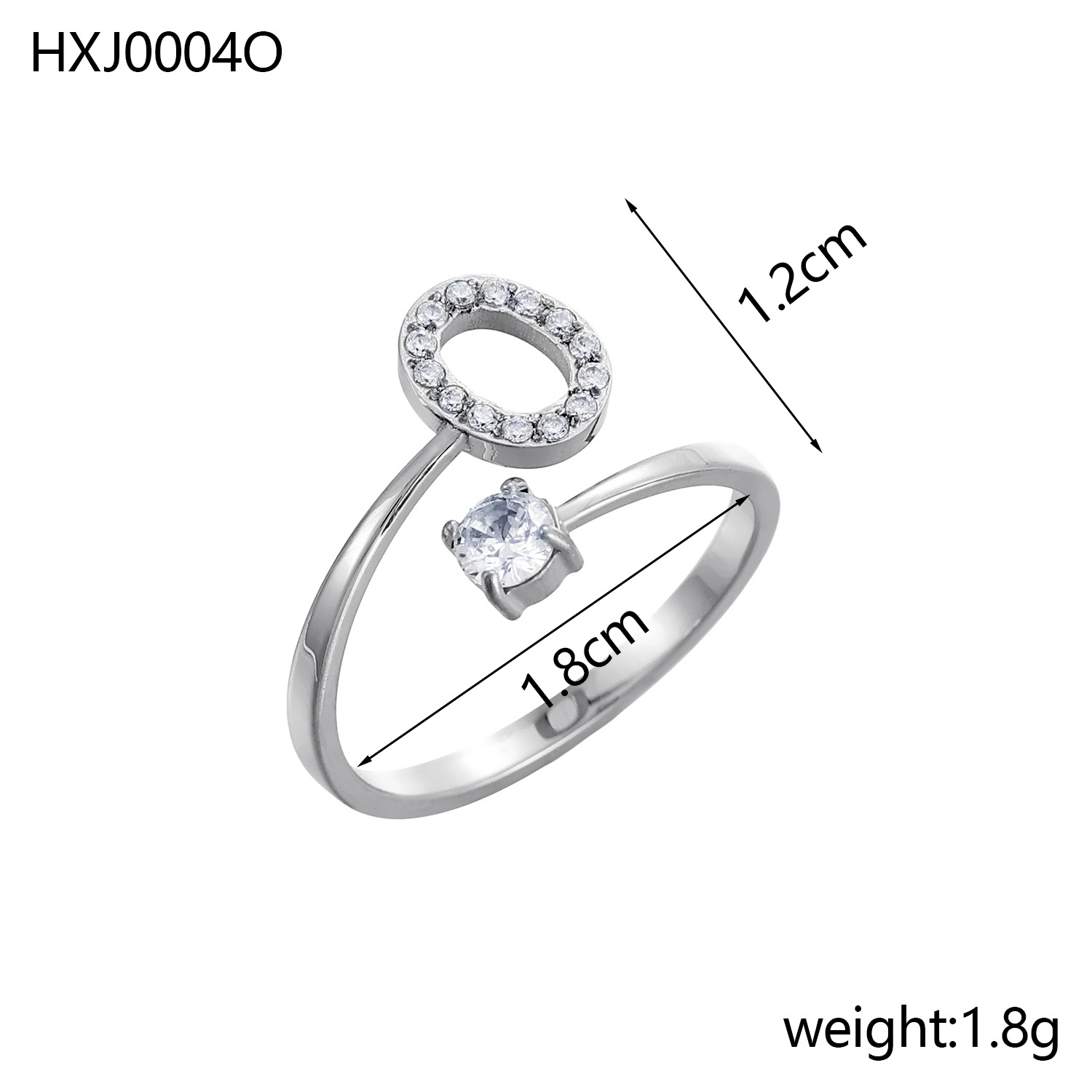 Initial Ring – Diamond-Studded Alphabet Open Ring for Women | Customizable