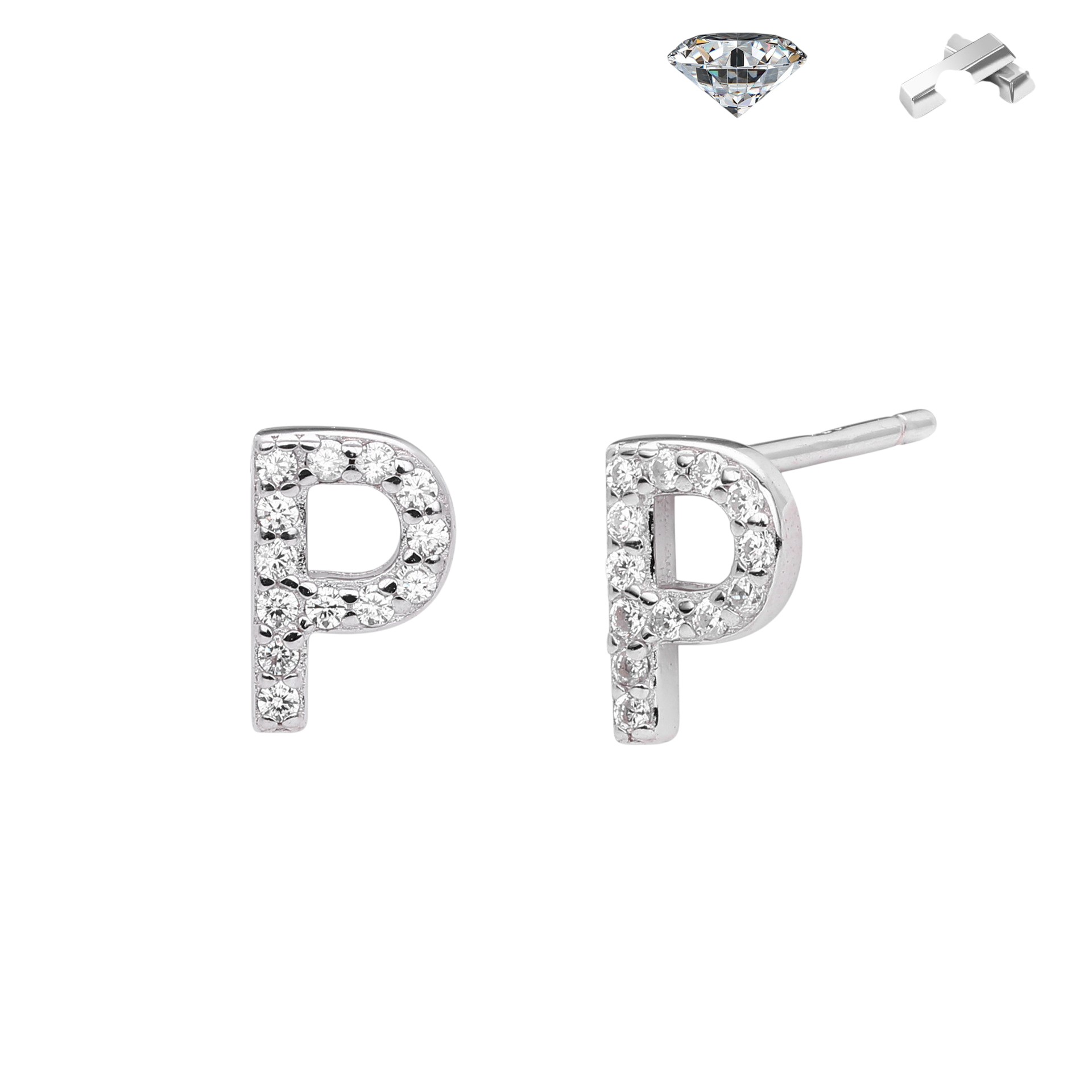Letter Earrings – S925 Sterling Silver Alphabet Stud Earrings 