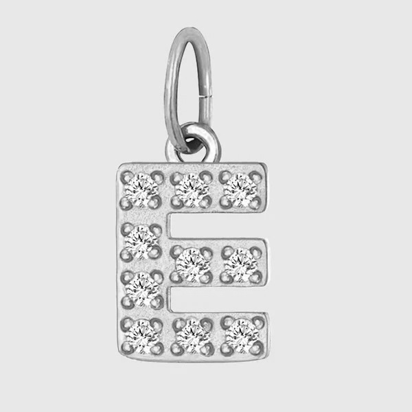 Initial Charm – Pave Full CZ Double Circle Alphabet Pendant for DIY Jewelry