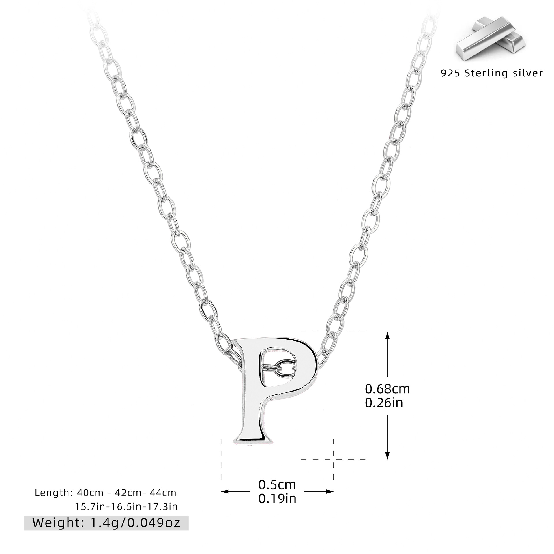 Initial Necklace – S925 Sterling Silver A–Z Alphabet Pendant Clavicle Chain