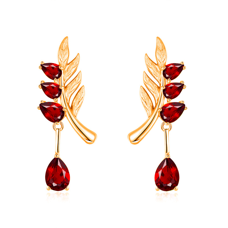 Leaf Pendant Necklace Set – S925 Sterling Silver Crystal Jewelry | Blingku