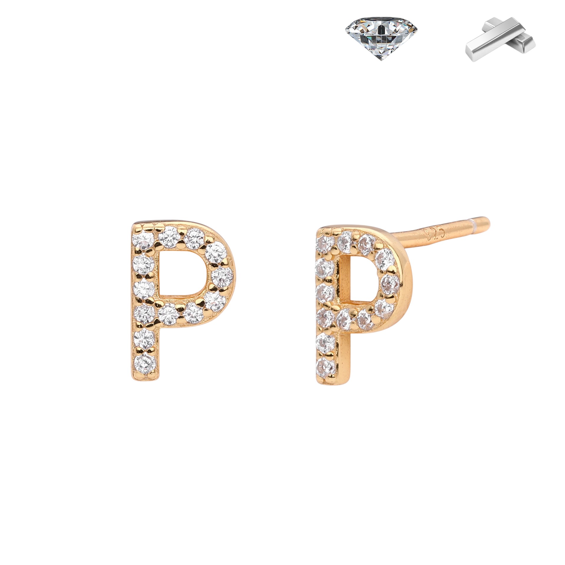 Letter Earrings – S925 Sterling Silver Alphabet Stud Earrings 