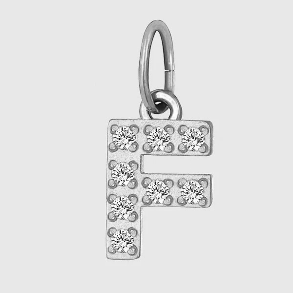 Initial Charm – Pave Full CZ Double Circle Alphabet Pendant for DIY Jewelry