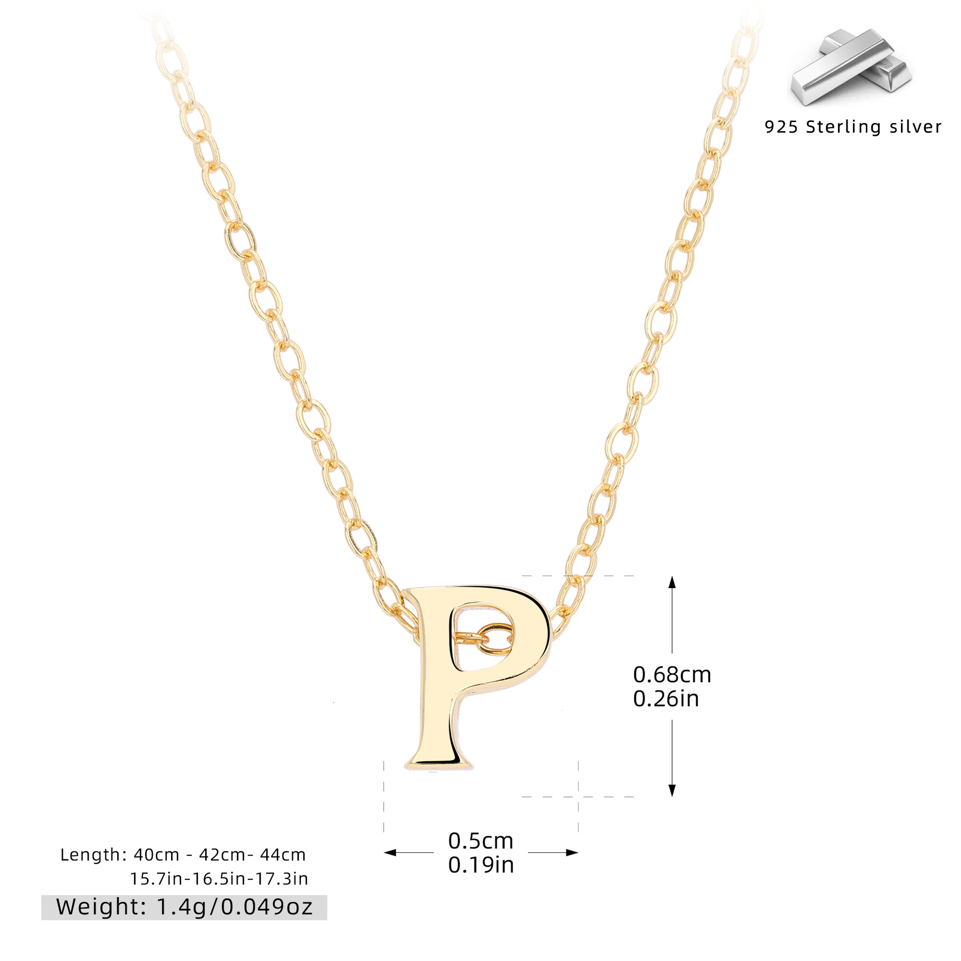 Initial Necklace – S925 Sterling Silver A–Z Alphabet Pendant Clavicle Chain