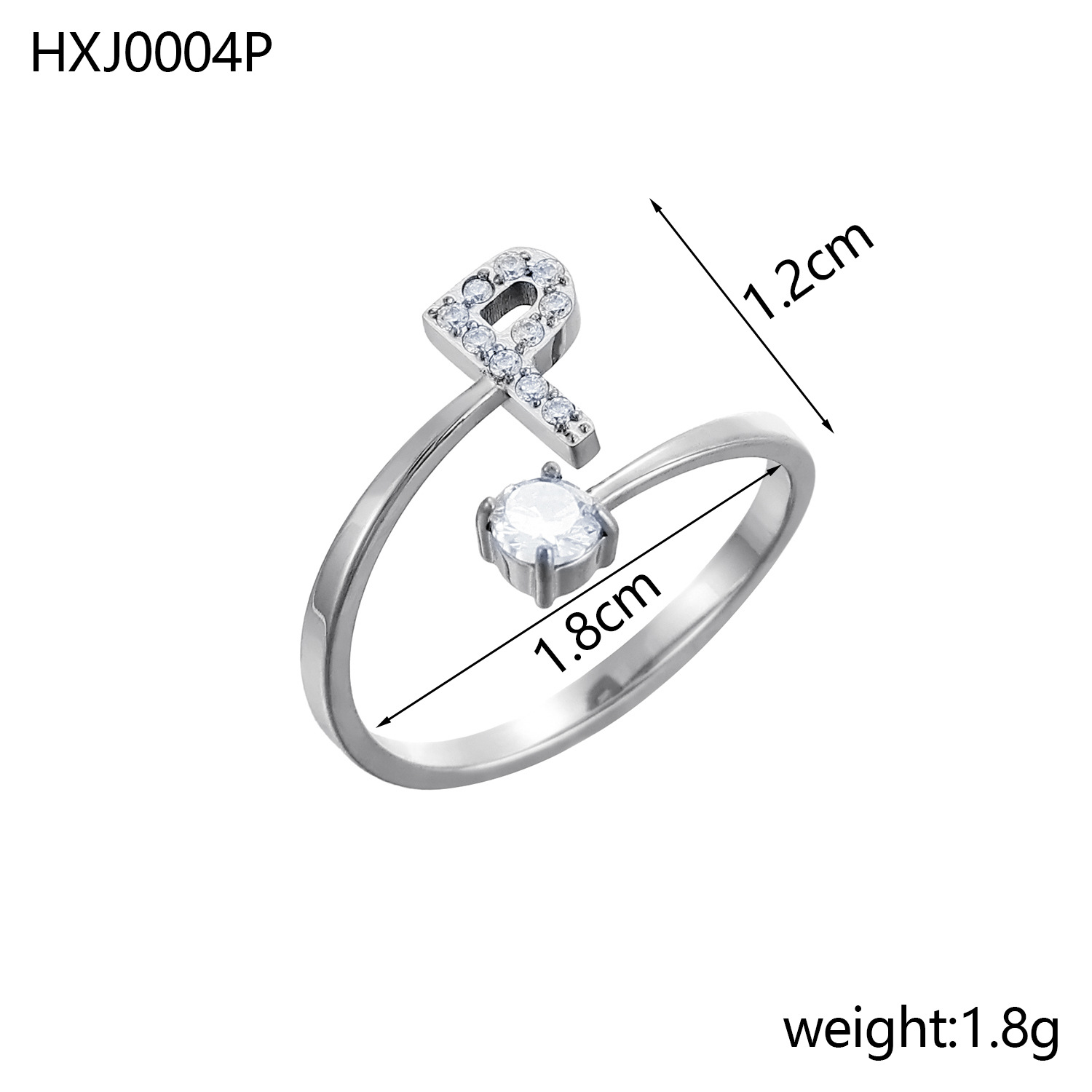 Initial Ring – Diamond-Studded Alphabet Open Ring for Women | Customizable