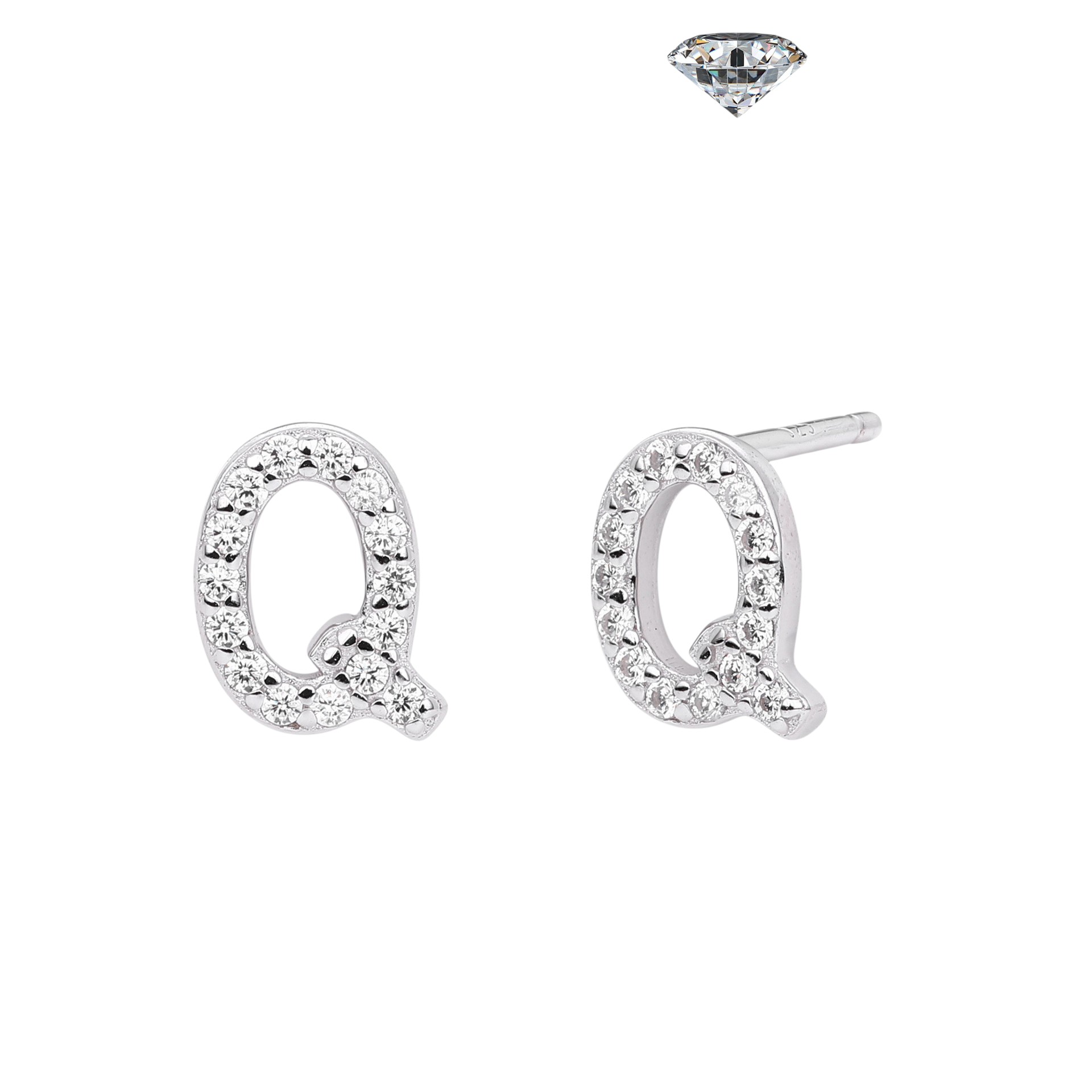Letter Earrings – S925 Sterling Silver Alphabet Stud Earrings 