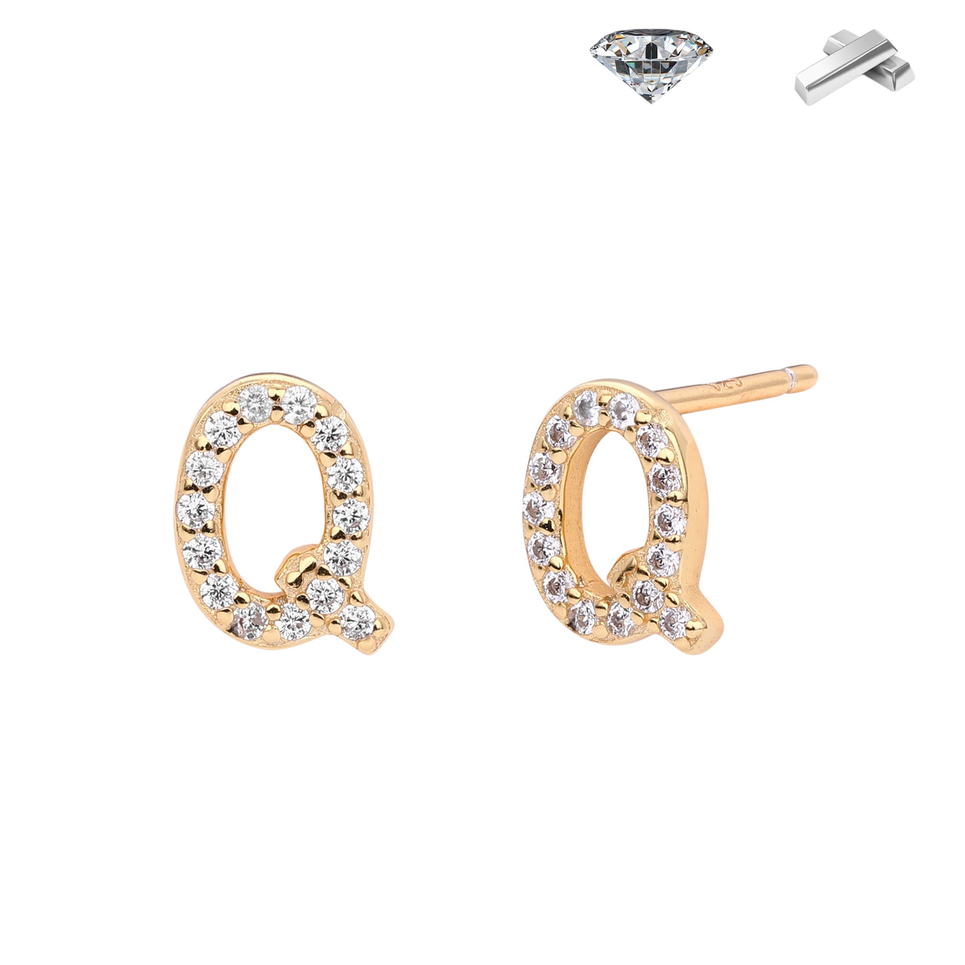 Letter Earrings – S925 Sterling Silver Alphabet Stud Earrings 