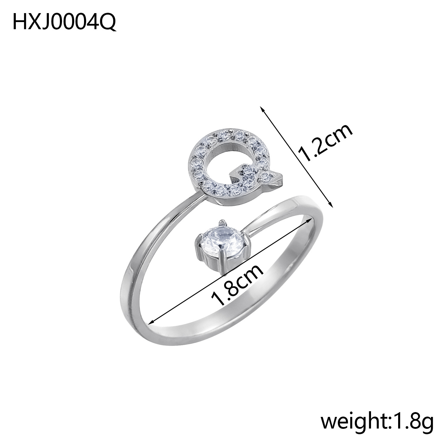 Initial Ring – Diamond-Studded Alphabet Open Ring for Women | Customizable