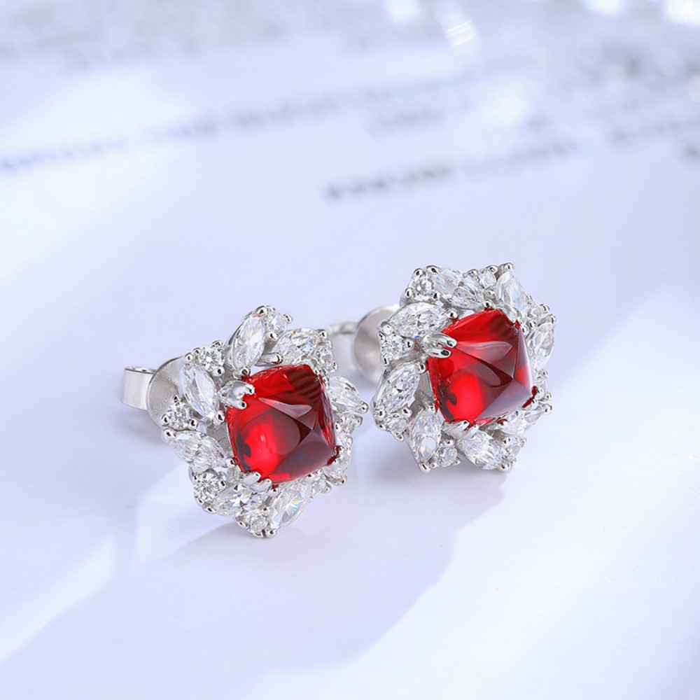 Real Ruby Earrings – Lab-Created Ruby Studs in 925 Sterling Silver