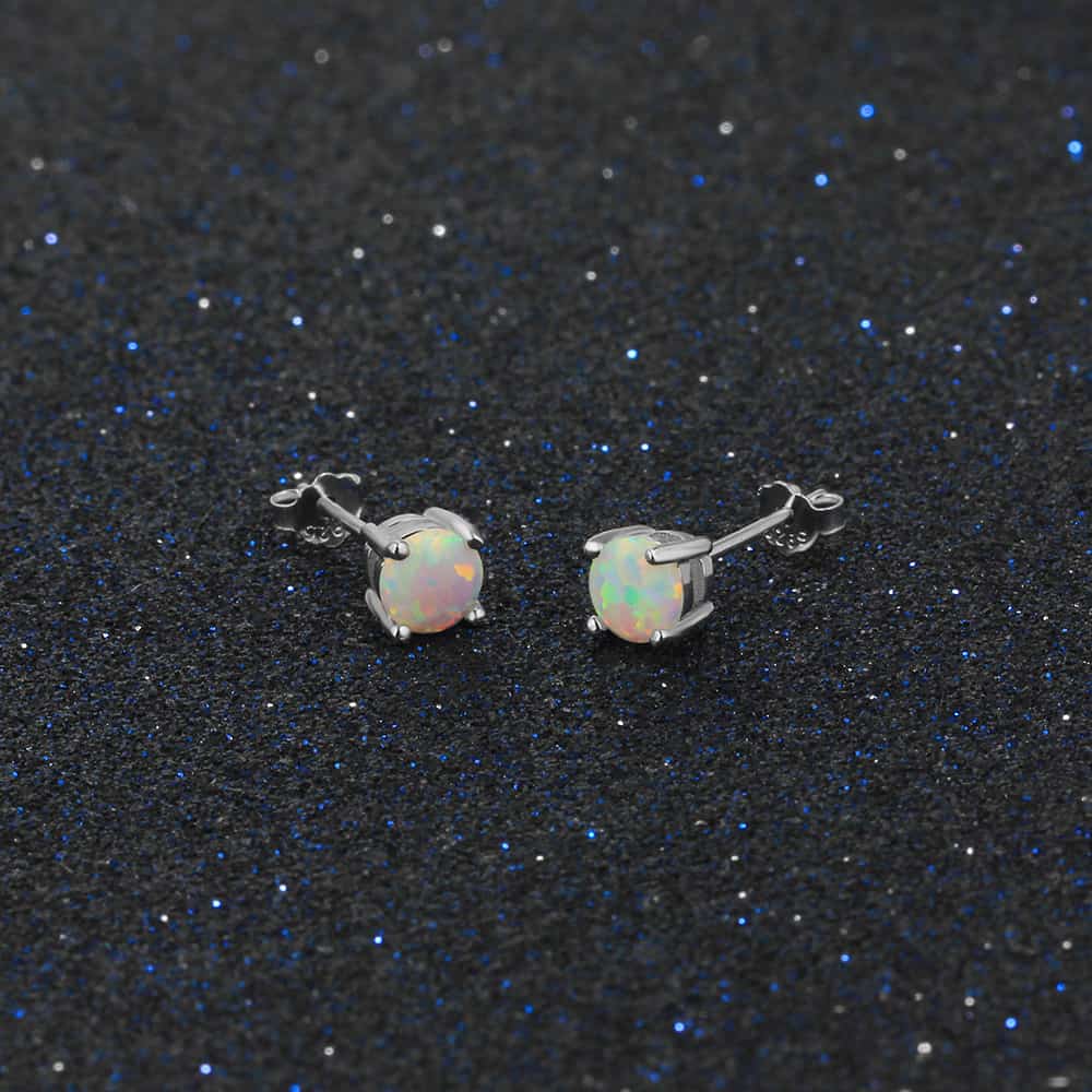 Opal Earrings for Women – Elegant S925 Silver Stud Earrings