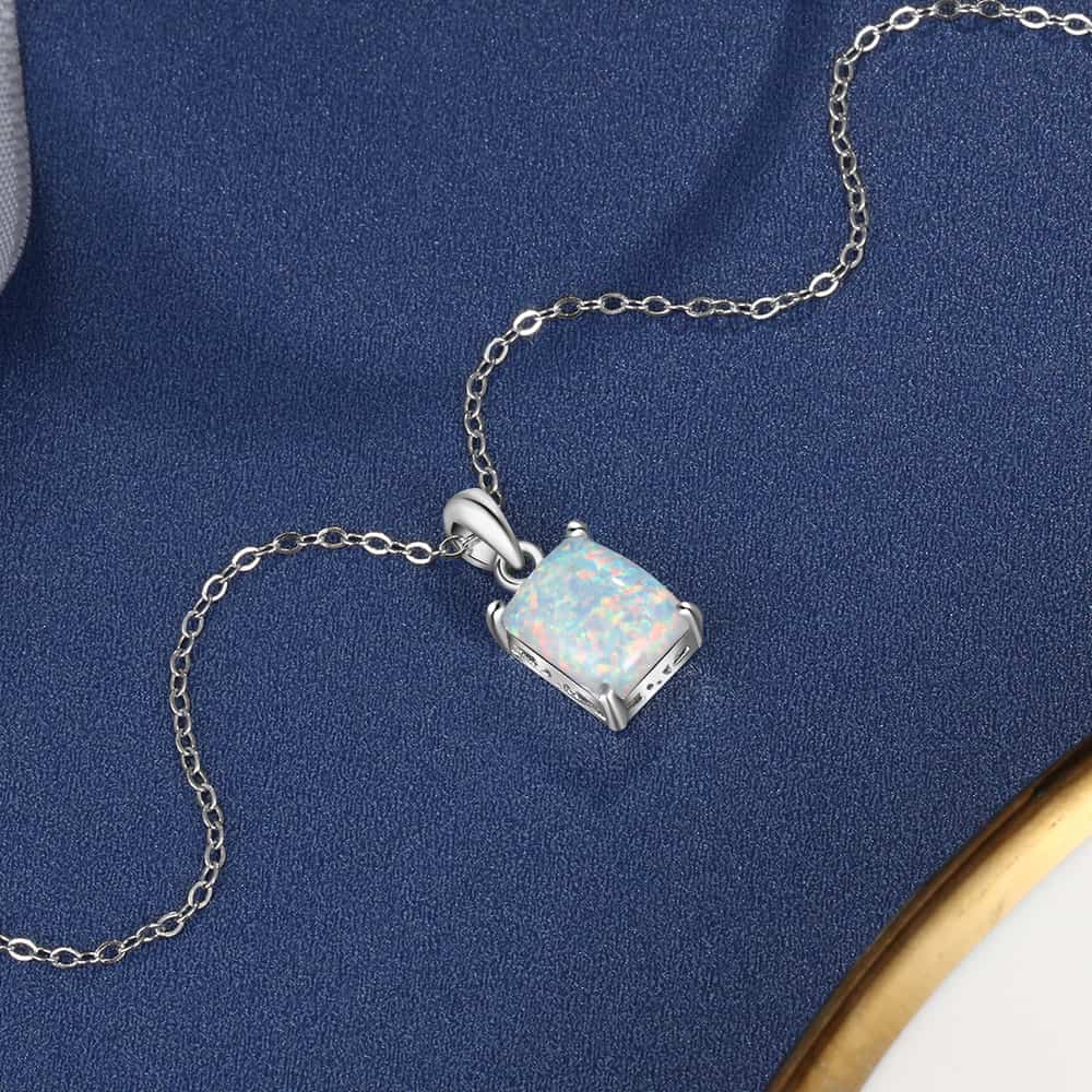 Opal Silver Necklace – Elegant S925 Silver Pendant for Women
