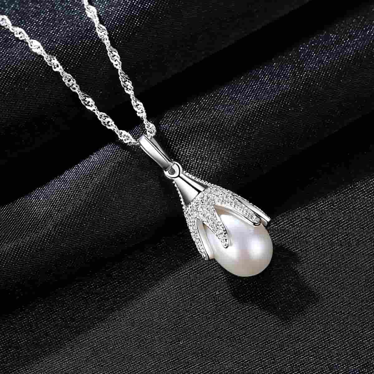 Silver Pearl Pendant – Elegant S925 Sterling Silver Necklace for Women