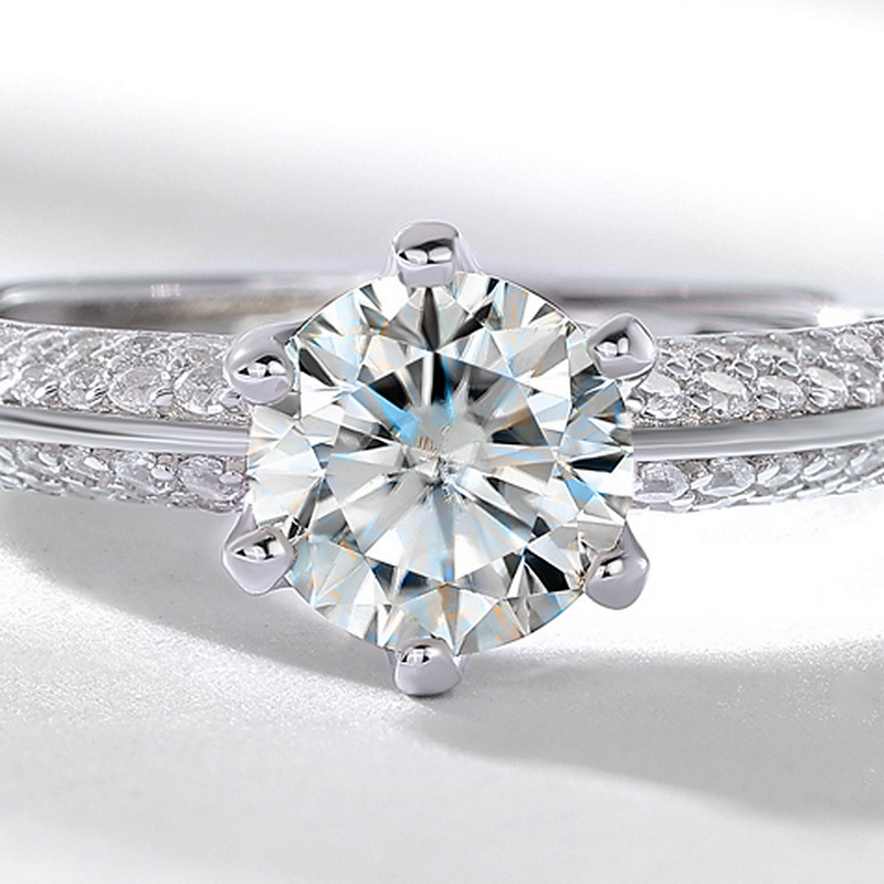 1 Carat Moissanite Engagement Ring in S925 Silver | Couples Wedding Band