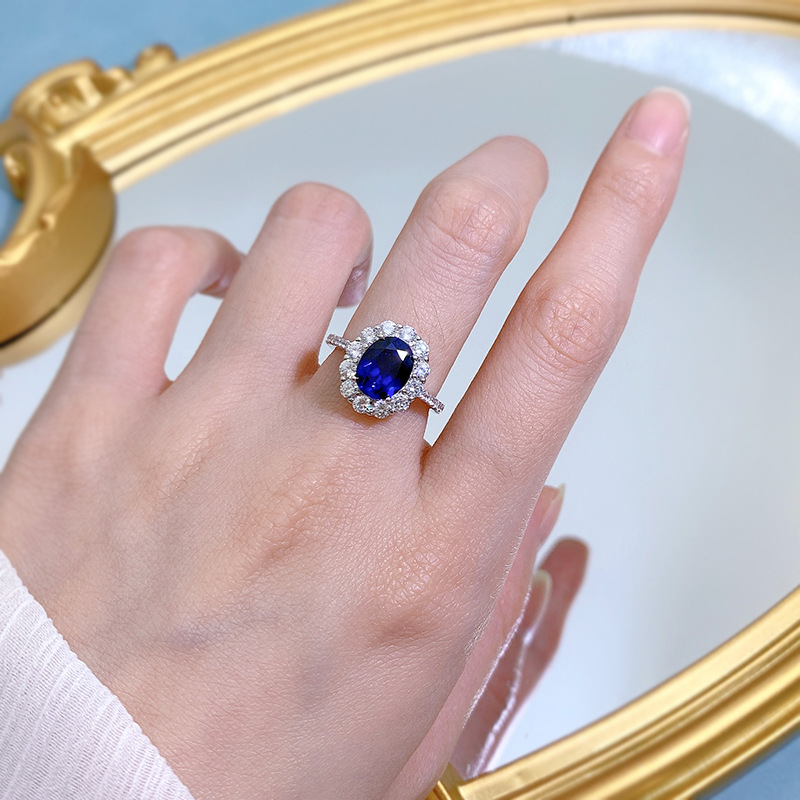 Sapphire Ring – Oval Zircon S925 Sterling Silver Ring