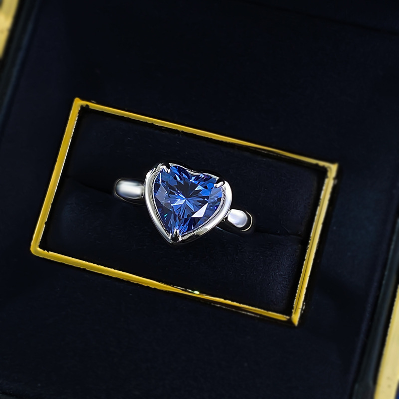 Sapphire Ring – Ocean Heart Tanzanite Blue S925 Sterling Silver Ring