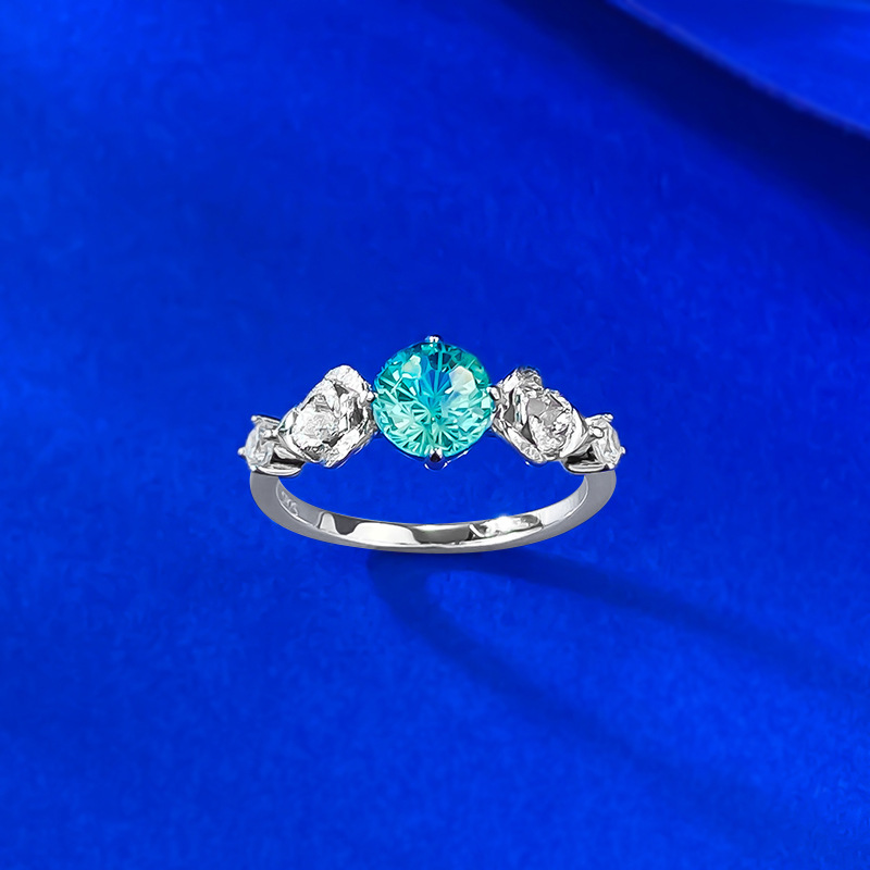 Sapphire Ring – Classic Round Paraiba Blue S925 Silver Ring