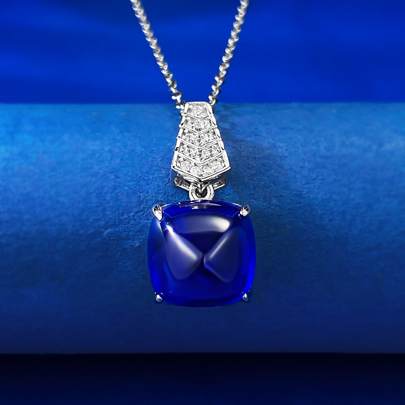 Sapphire Necklace – Royal Blue Sugarloaf S925 Silver Pendant