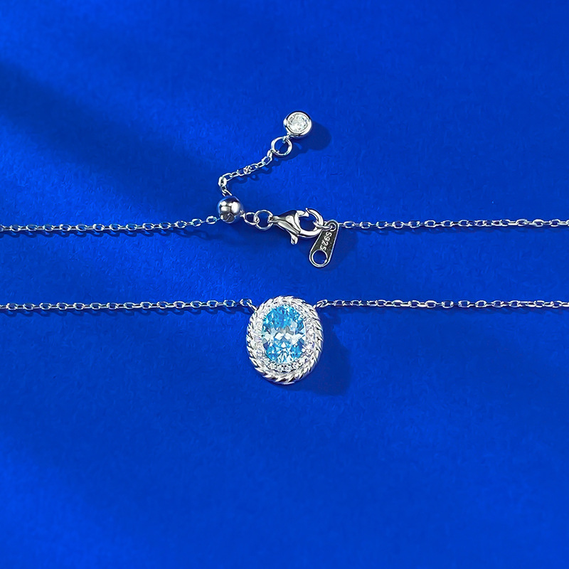Sapphire Necklace – S925 Silver Sky Blue Elegant Pendant Jewelry
