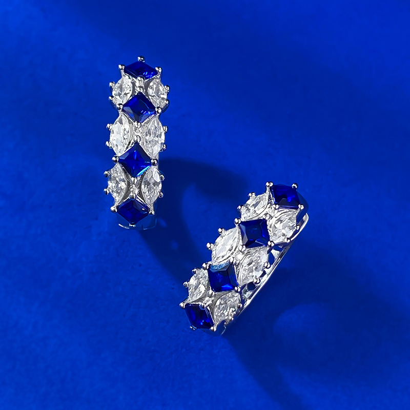 Sapphire Earrings - Crown Design in S925 Sterling Silver