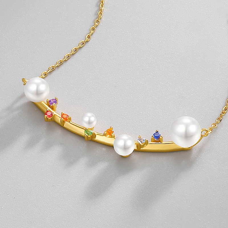 S925 Sterling Silver Zircon & Pearl Choker – Adjustable Minimalist Necklace
