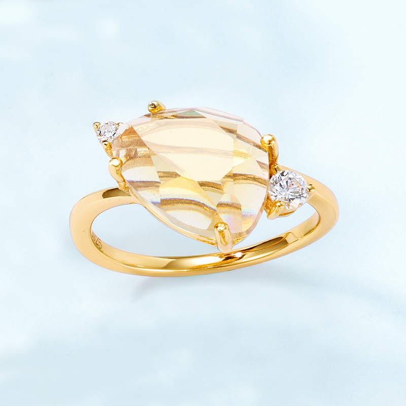 Color Gemstone Ring | 10K Gold Plated Sterling Silver | Synthetic Birthstone Series