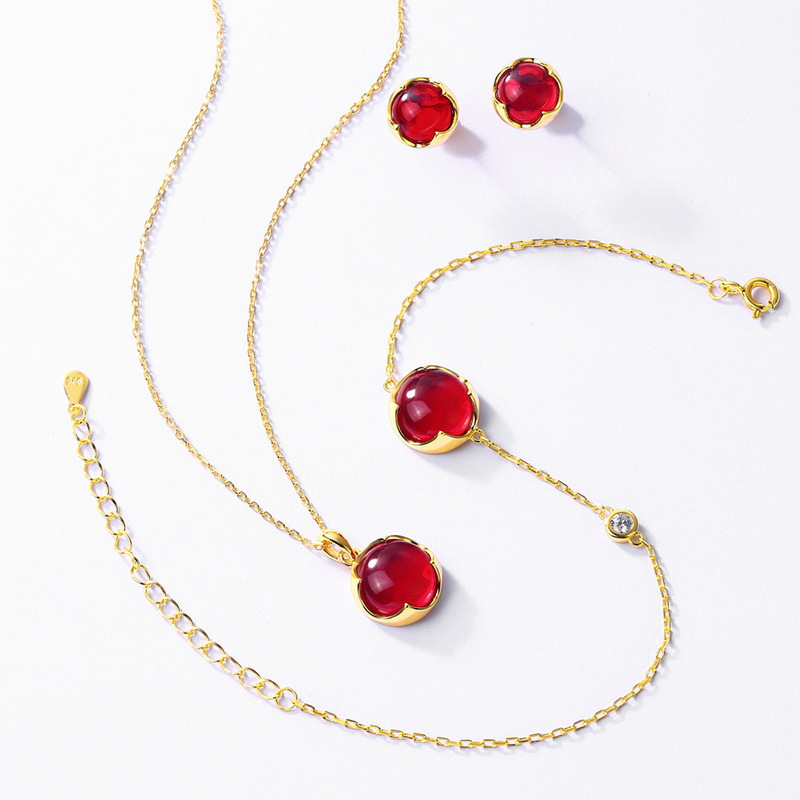 anuary Birthstone Candy Gem Stud Earrings | 10K Gold Plated Sterling Silver