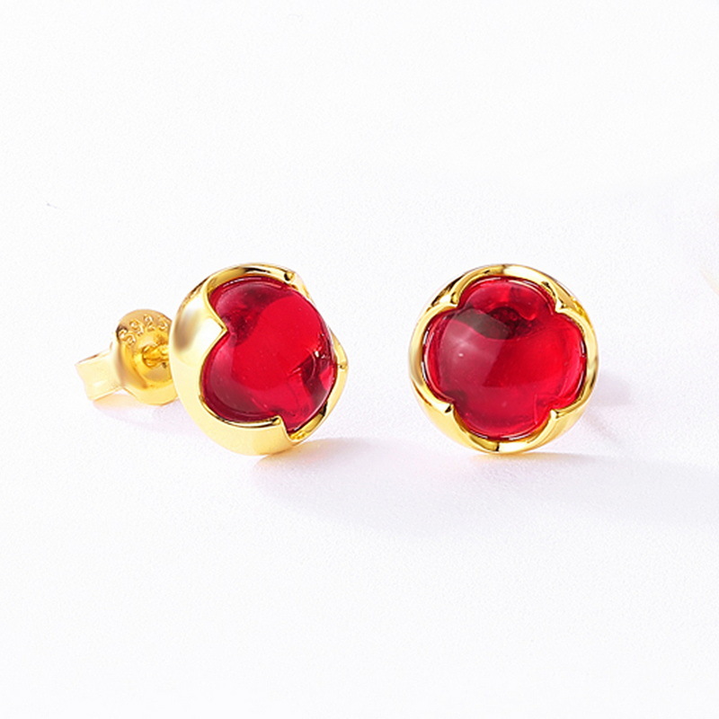 anuary Birthstone Candy Gem Stud Earrings | 10K Gold Plated Sterling Silver