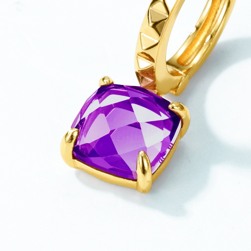 February Birthstone Candy-Cut Amethyst Earrings | S925 Silver with 10K Gold Plating