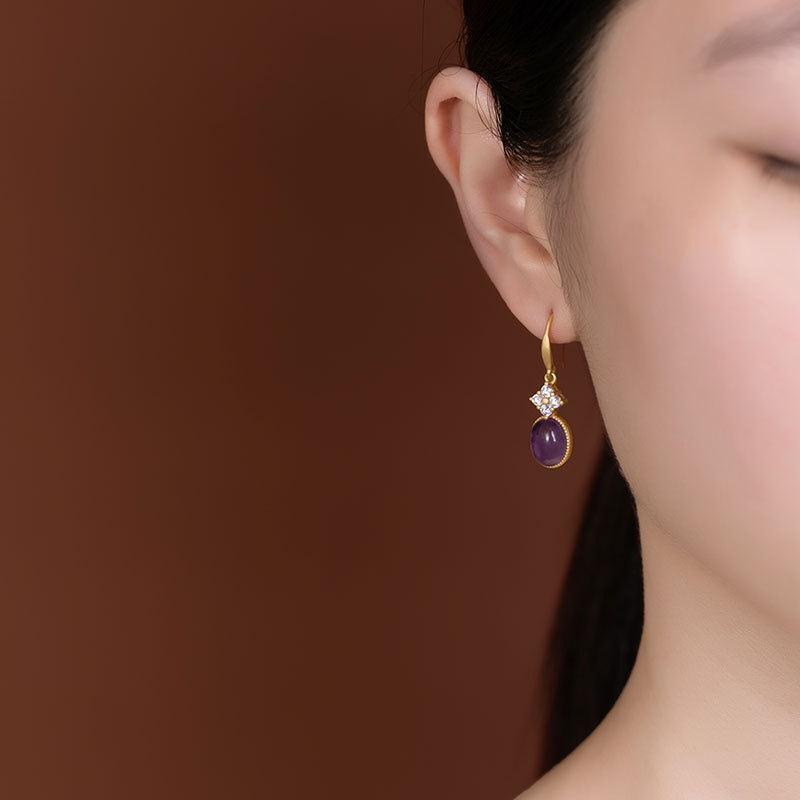 Natural amethyst drop earrings – February birthstone jewelry