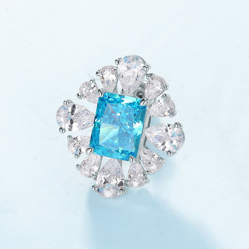 Aquamarine Stud Earrings – Ice-Flower Cut S925 March Birthstone