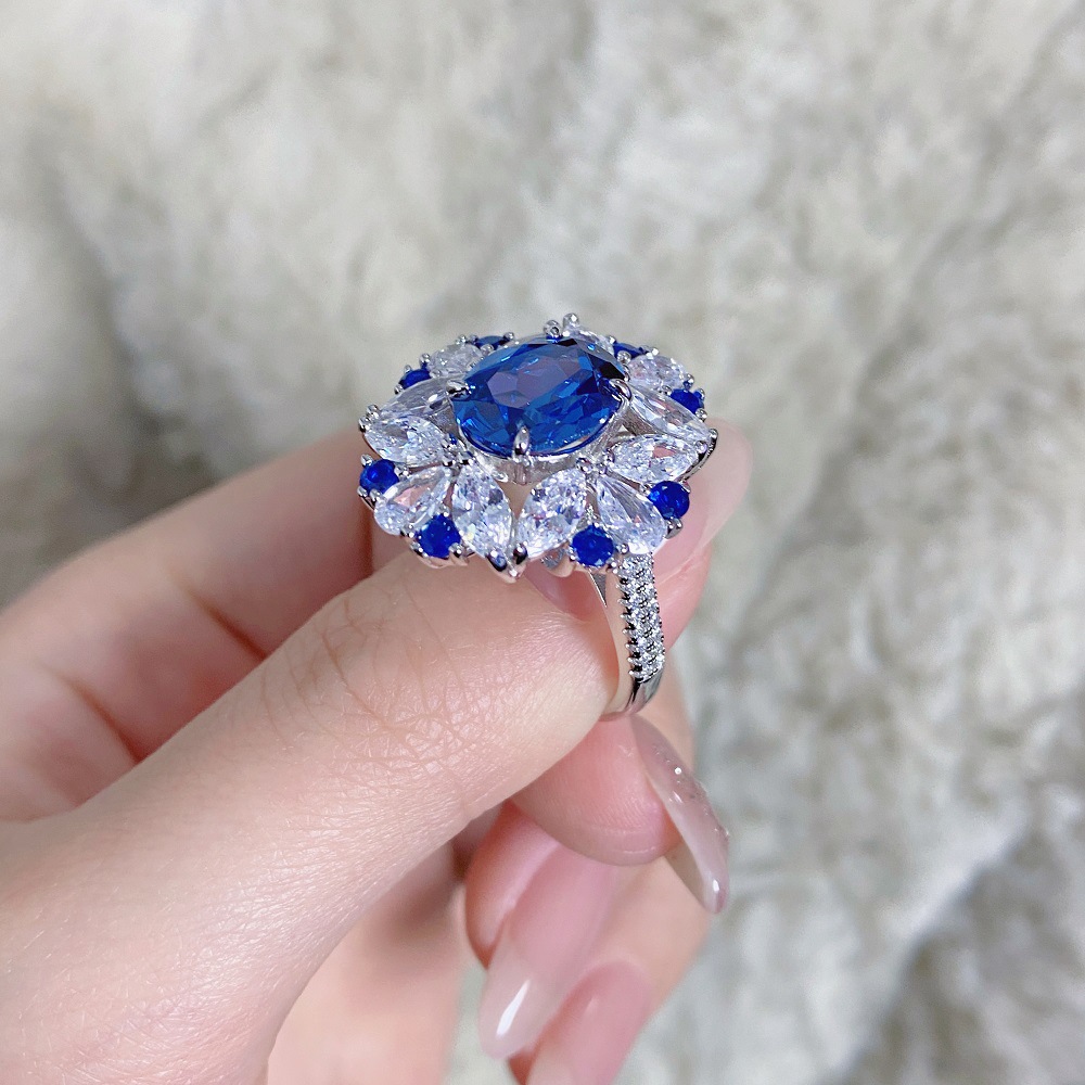 4CT Ice‑Flower Asscher‑Cut Aquamarine Topaz Ring – S925 Sterling Silver | March Birthstone