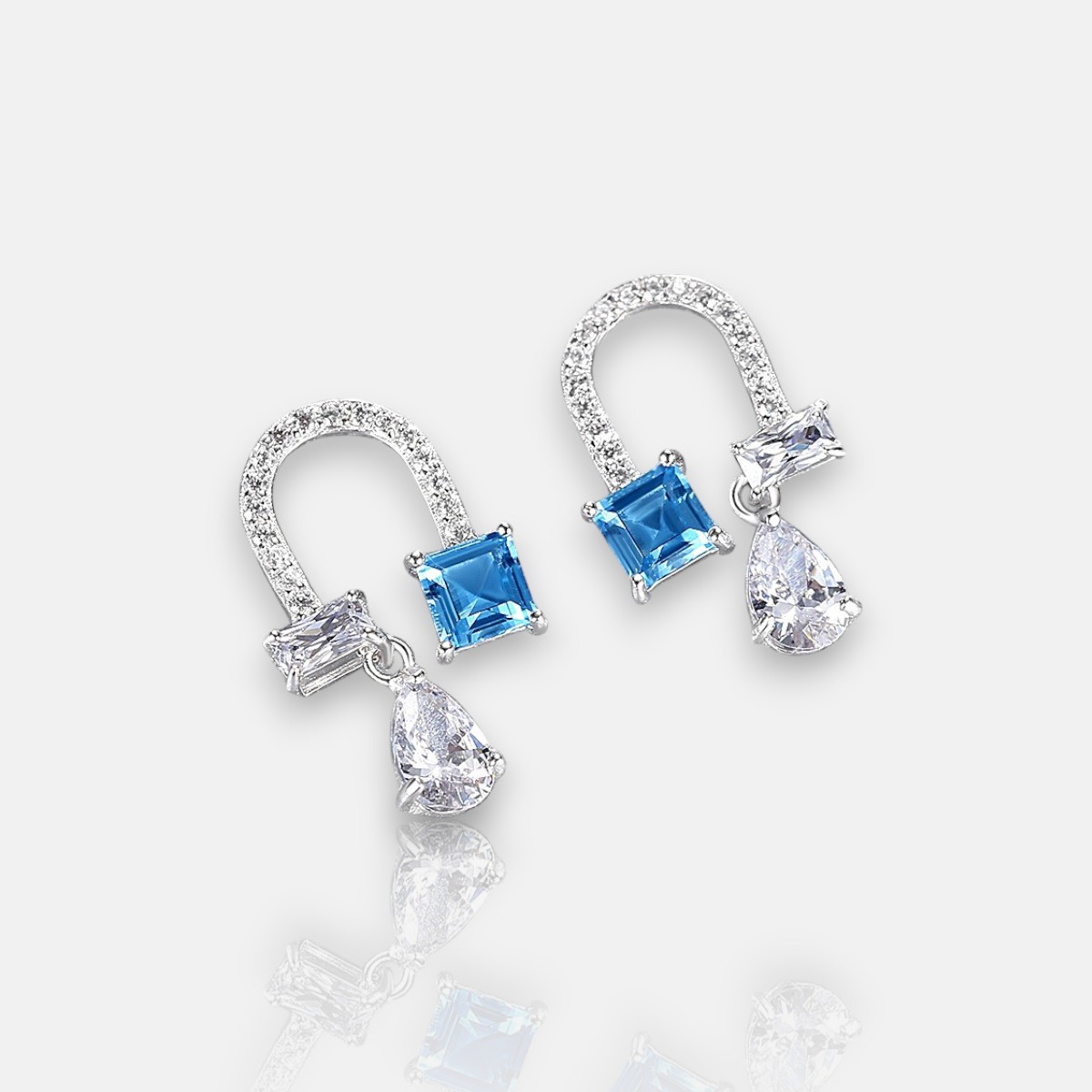 Aquamarine & Blue Topaz Earrings in S925 Sterling Silver – Elegant March Birthstone Jewelry