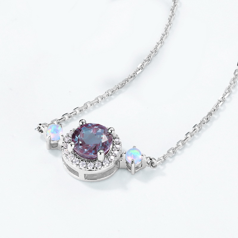 Color‑Change Alexandrite Necklace | S925 Sterling Silver Lab Gem Choker – June Birthstone