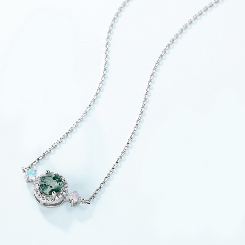 Round Alexandrite Birthstone Necklace | S925 Sterling Silver Color‑Change Pendant for Women