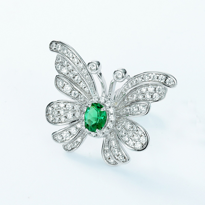 May Birthstone Earrings – Emerald Butterfly Studs | BlingKu