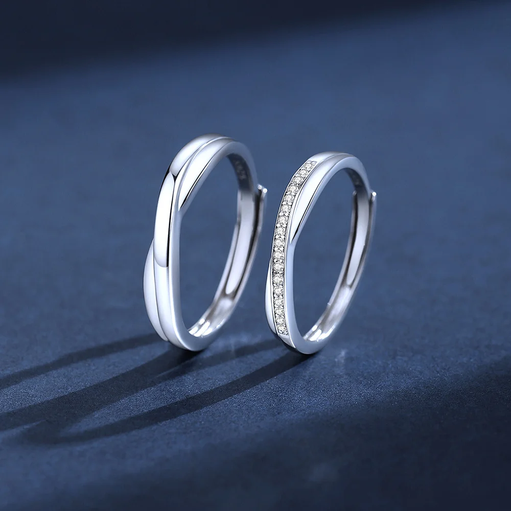 Wedding Bands for Couples | S925 Sterling Silver Mobius Strip Couple Rings
