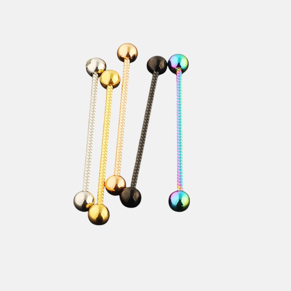 Body Piercing Jewelry Online Shop – Twisted Industrial Barbell Earring for Cartilage