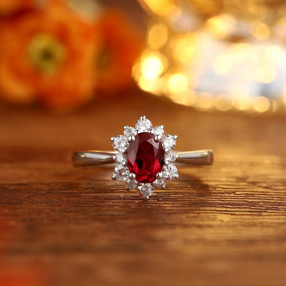 Natural Ruby Ring – Oval Cut 1 Carat in S925 Sterling Silver