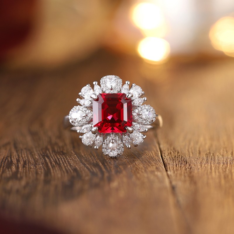 Vintage Style July Birthstone Ring – S925 Silver Ruby Jewelry