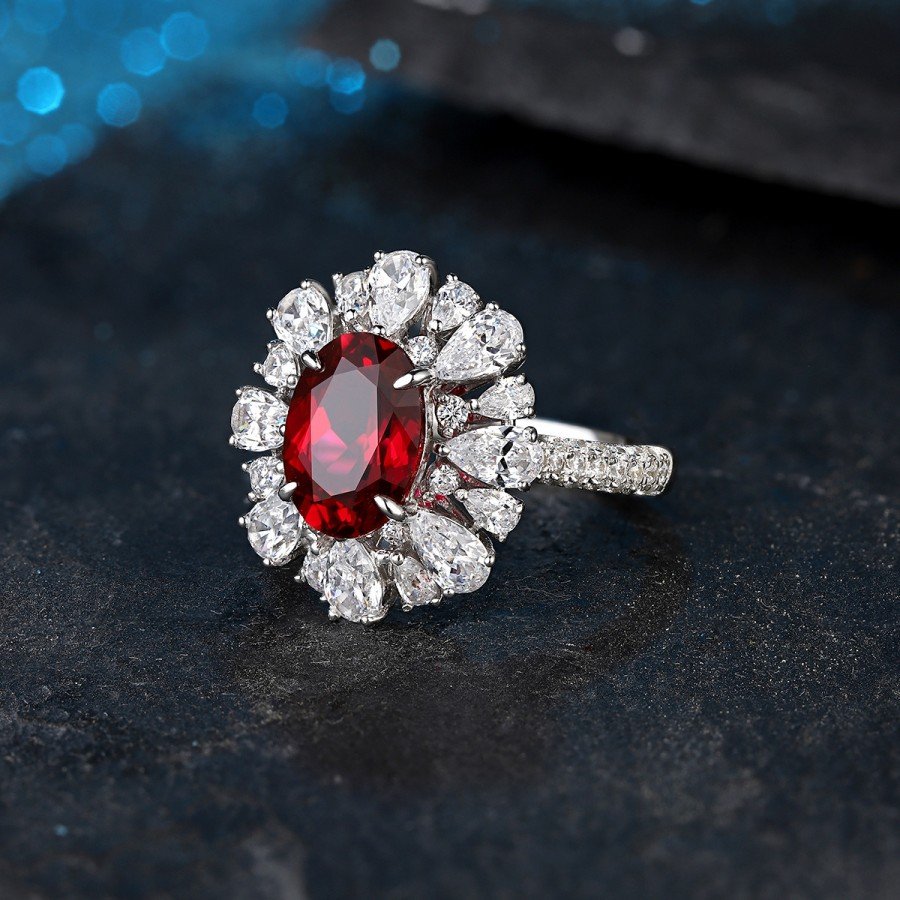 Ruby Eternity Band – 3ct Oval Cut Pigeon Blood Rubies in S925 Silver