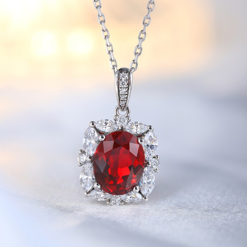 Ruby Necklace for Her – 3.3ct Asscher Ruby in S925 Silver, 41–50cm