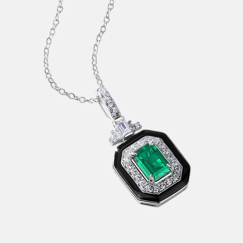 Personalized July Birthstone Necklace – Geometric Ruby in S925 Silver