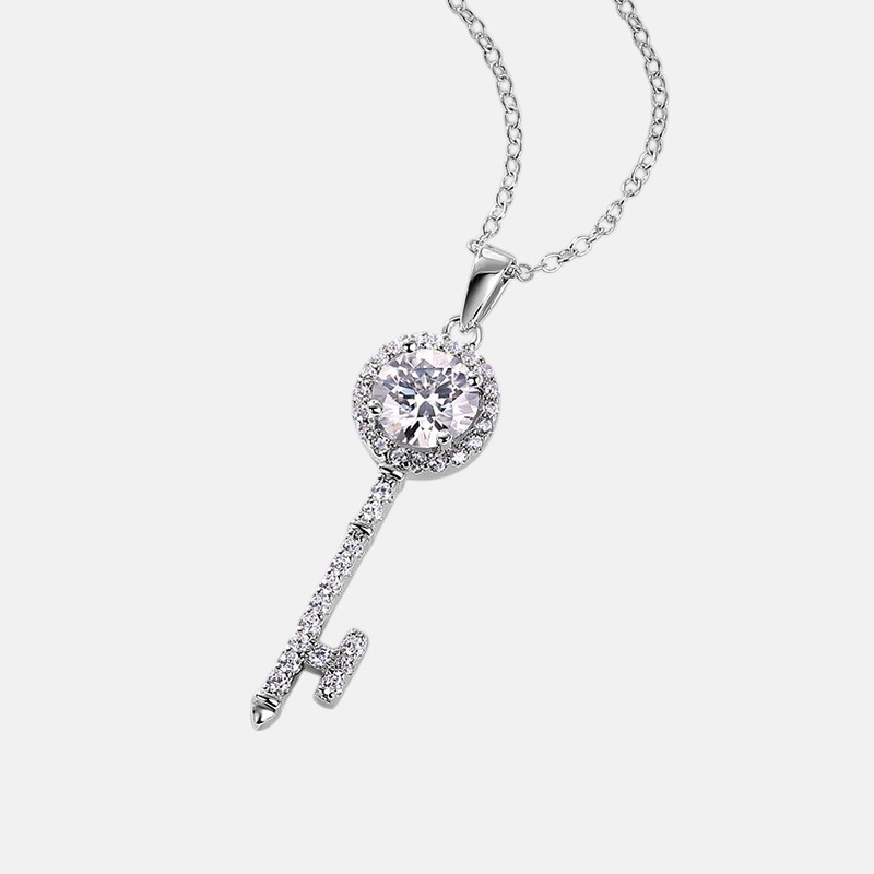 Dainty July Birthstone Necklace – Lab Ruby Key Pendant in S925 Silver