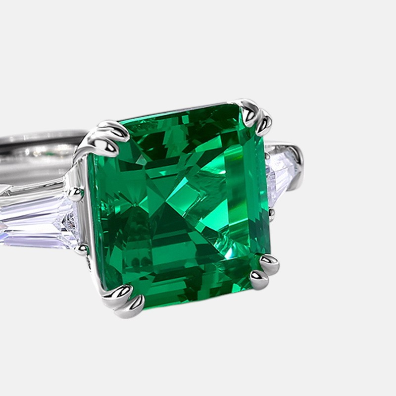 Adjustable Flower Ring – Square Ruby Open Band S925 Silver Ring