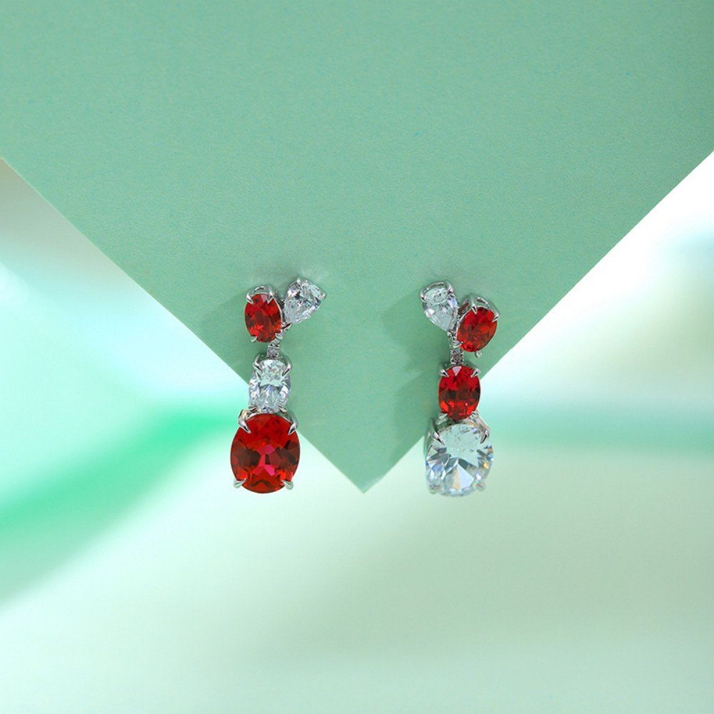Ruby Earrings Drop – Pigeon Blood Red Lab Ruby Studs in 925 Silver