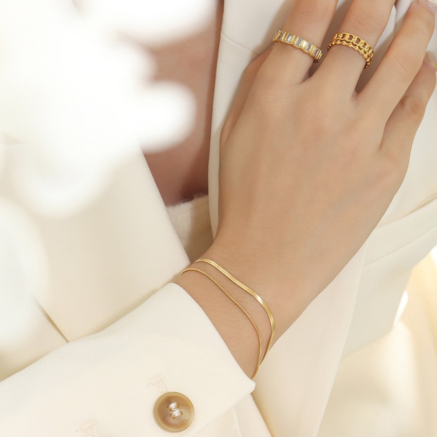 Double Chain Bracelet – Gold Plated Stainless Steel Minimalist Design