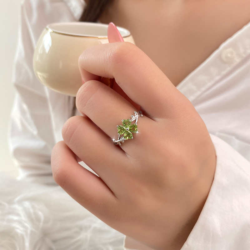 Four Leaf Clover Ring – Adjustable S925 Sterling Silver Lucky Charm