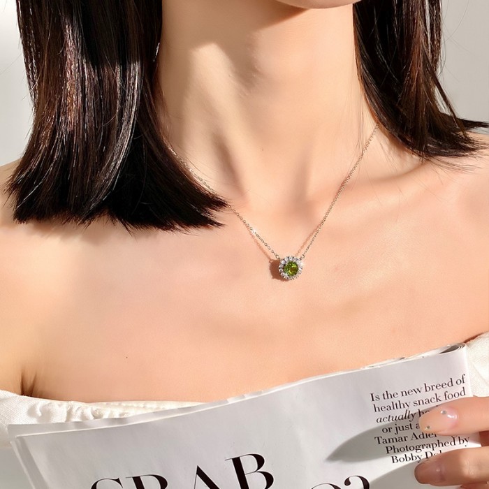 Kendra Scott Peridot Necklace – S925 Sunflower Pendant with Gemstone Variants