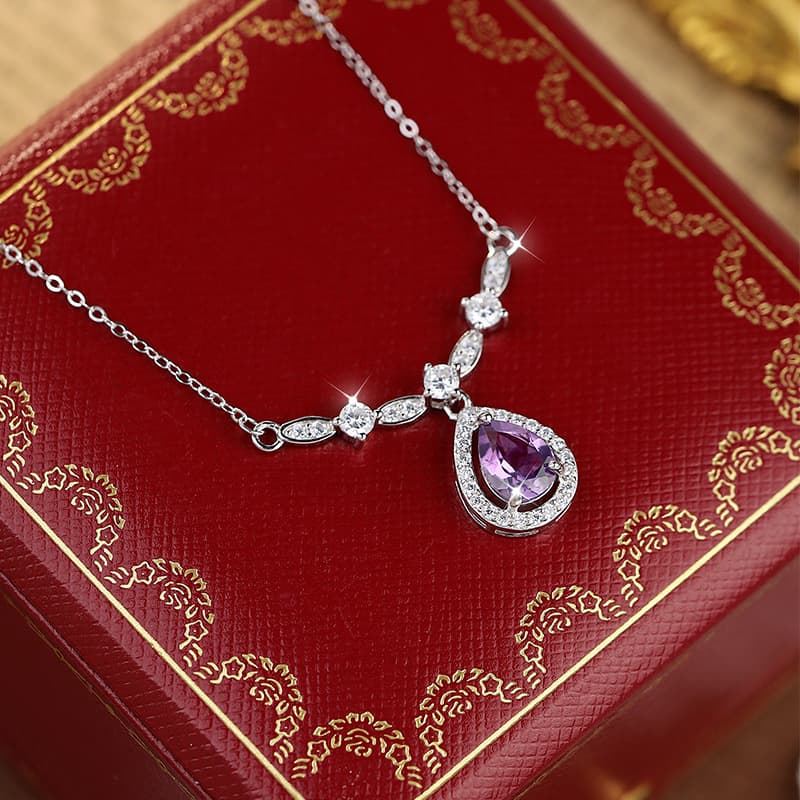Delicate Birthstone Jewelry – Josephine S925 Silver Crystal Pendant Necklace | Blingku